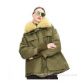 Winter Clothing Ladies Solid Color Loose Parka Jacket